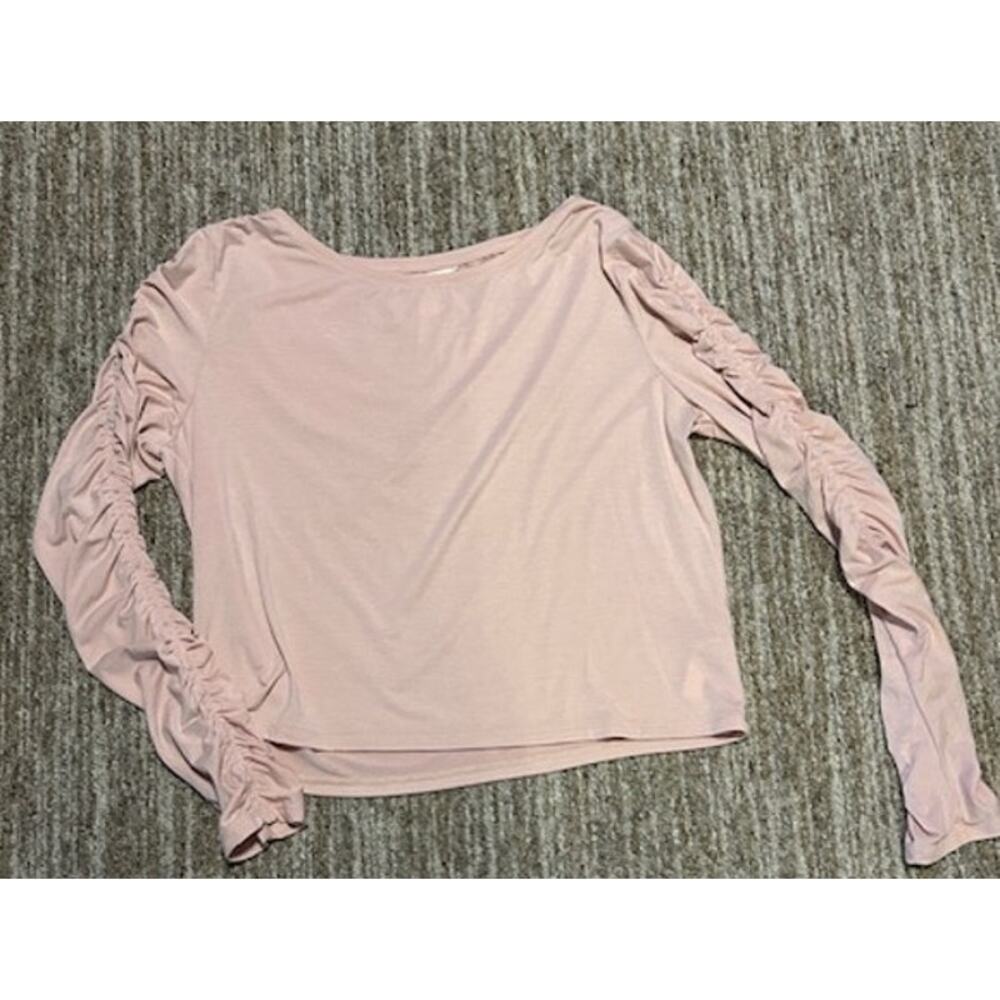 Athleta All Around Ruched Top Long Sleeve Blush Pink Women's Size L 882384